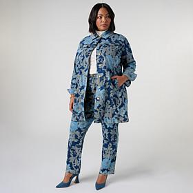 DG2 by Diane Gilman New Classic Stretch Printed Car Coat