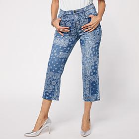 DG2 by Diane Gilman New Classic Stretch Scarf Print Straight Crop Jean