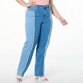 DG2 by Diane Gilman New Classic Stretch Two-Tone Straight Leg Jean