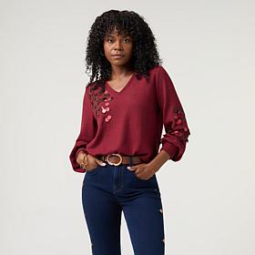 DG2 by Diane Gilman Paillette Embellished Top