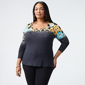 DG2 by Diane Gilman Place Print Square Long Sleeve Top