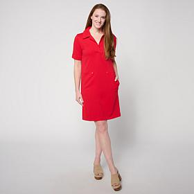 DG2 by Diane Gilman Ponte Knit Short-Sleeve A-Line Dress