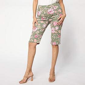 DG2 by Diane Gilman Printed Stretch Denim Pull-On Bermuda Shorts