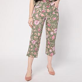 DG2 by Diane Gilman Printed Stretch Denim Utility Crop Jean