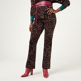 DG2 by Diane Gilman Printed Stretch Velveteen Bootcut Pant