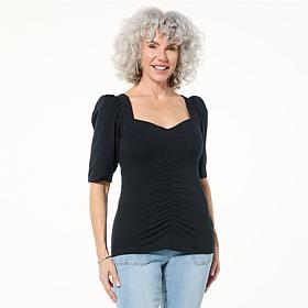 DG2 by Diane Gilman Ruched Puff-Sleeve Top