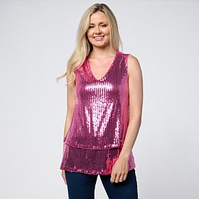 DG2 by Diane Gilman Sequin Front Combo Easy Tank