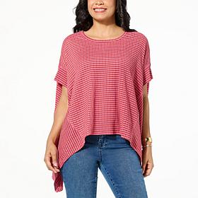 DG2 by Diane Gilman Side Drape Seersucker Knit Top