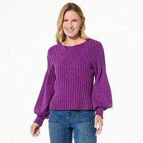 DG2 by Diane Gilman SoftEase Lantern-Sleeve Sweater