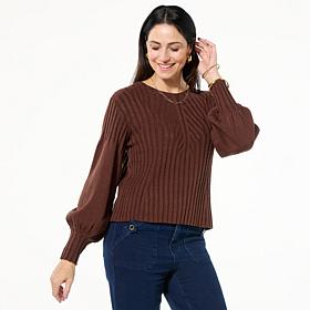 DG2 by Diane Gilman SoftEase Lantern-Sleeve Sweater