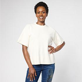 DG2 by Diane Gilman Softease Relaxed Short-Sleeve Sweater