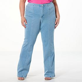 DG2 by Diane Gilman Super Stretch Knit Denim Front-Seam Bootcut Jean