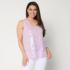 DG2 by Diane Gilman U-Neck Sequined Easy Tank
