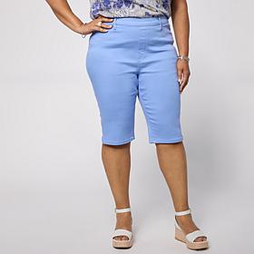 DG2 by Diane Gilman Virtual Stretch Solid Denim Pull-On Bermuda Shorts