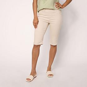 DG2 by Diane Gilman Virtual Stretch Solid Denim Pull-On Bermuda Shorts
