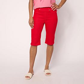 DG2 by Diane Gilman Virtual Stretch Solid Denim Pull-On Bermuda Shorts