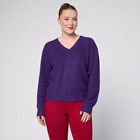 DG2by Diane Gilman Softease Sequin V-Neck Sweater