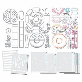 Diamond Press 3D Donut Box Stamp, Die & Stencil Kit