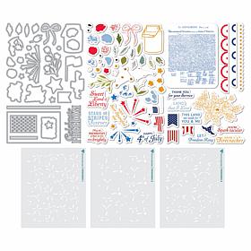 Diamond Press Floral & Flag Americana/July 4th Stamp, Die, Stencil Kit
