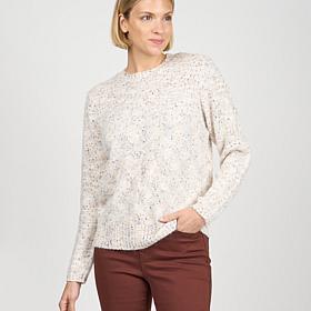 Diane Gilman Speckled Yarn Cable Knit Sweater
