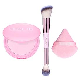Doll 10 Doll Skin Pink Power Pressed Powder with Brush & Powder Puff