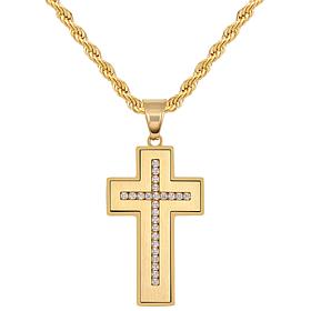 Double Cross CZ Pendant Necklace