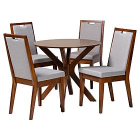 Eira 5-Piece Wood Dining Set with Plush Upholstered Chairs