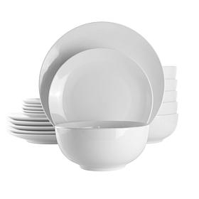 Elama Luna 18-Piece Porcelain Dinnerware Set in White