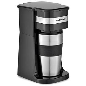 Elite Gourmet Single Serve Personal Coffee Maker with Travel Mug