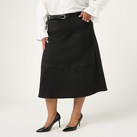 Elle Get the Look Faux Suede Midi Skirt