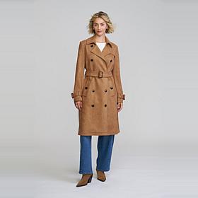 Elle Get the Look Faux Suede Trench Coat