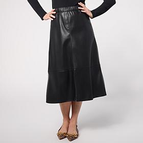 Elle Get the Look Pull-On Faux Leather Skirt