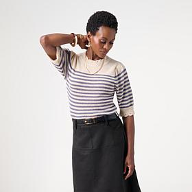 Elle Get The Look Stripe Pointelle Sweater