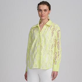 Elle Get the Look Striped Lace Shirt