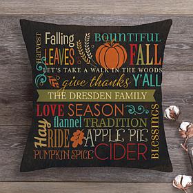 Fall Words Personalized Throw Pillow