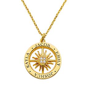 Family Name Compass CZ Necklace 