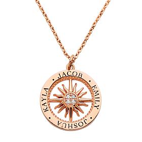 Family Name Compass CZ Necklace 