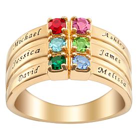 Family Name Crystal Birthstone Ring