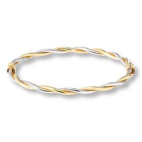 Fiorenza Gold-Plated Polished Twist Oval Bangle Bracelet