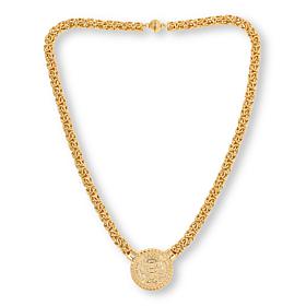 Fiorenza Jewelry Sterling Silver Reversible Fleur-de-lis Coin Necklace