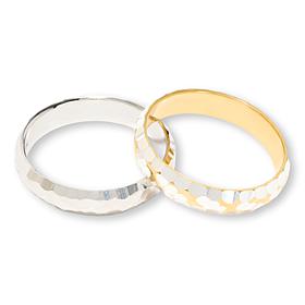 Fiorenza Set of 2 Diamond-Cut Stacking Band Rings