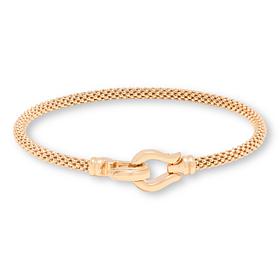 Fiorenza Sterling Silver Popcorn Bangle Bracelet with Horseshoe Clasp