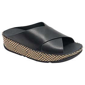 FitFlop Lulu Lux Graphic-Weave Leather Cross Slides
