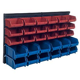 Fleming Supply Wall Mounted 30-Bin Organizer Rack - Red & Blue