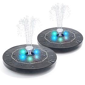 Flipo Set of 2 Solar Water Fountains with Red, Green, Blue Lights 