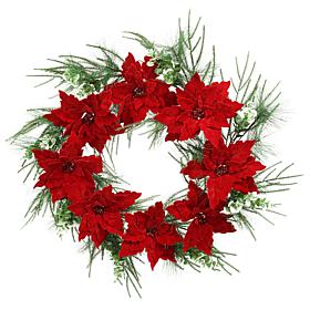 Fraser Hill Farm 24-in. Real Feel Foam Poinsettia Wreath