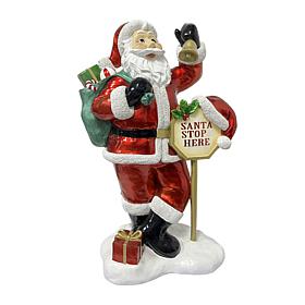 Fraser Hill Farm 3.1-Ft. Resin Santa Claus Statue with Stop Sign & ...