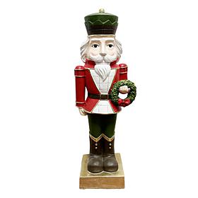 Fraser Hill Farm 31.9-in. Resin Nutcracker Statue with Wreath, Whit...