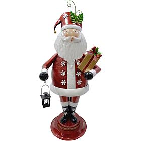 Fraser Hill Farm 50" Iron Santa Holding Gift and Lantern