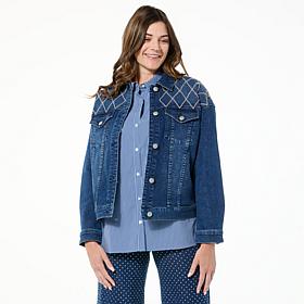 G by Giuliana Black Label Denim Rhinestone Jacket